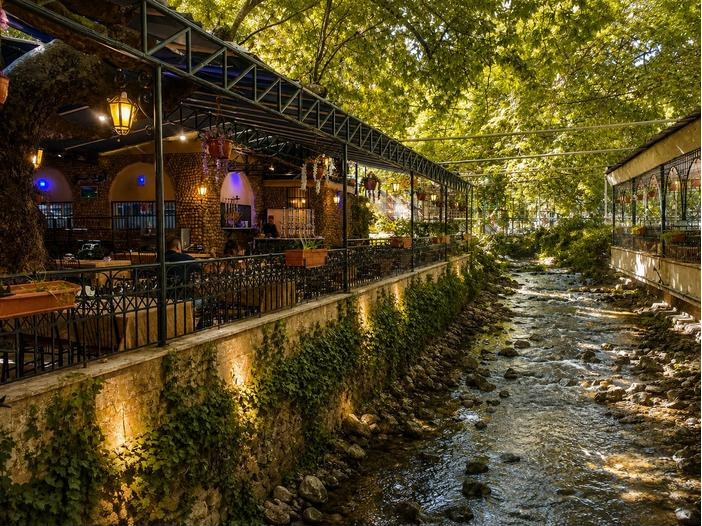 Casino Nmeir riverside dining terrace over the Berdawni river in Zahlé