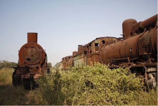 Rusted steam locomotives at the historic Rayak Railway Yards