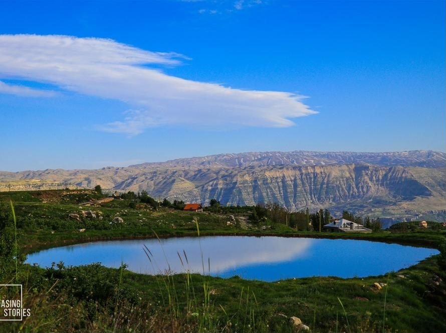 Taanayel Lake with mountains in the background near Zahlé